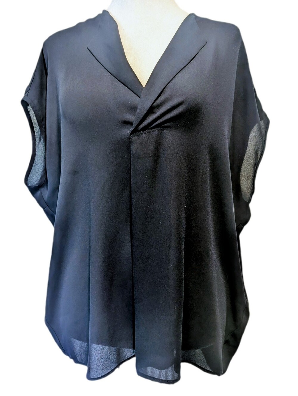 Joseph Ribkoff Navy Blue Boxy V-Neck Sheer Oversized Lightweight -8-